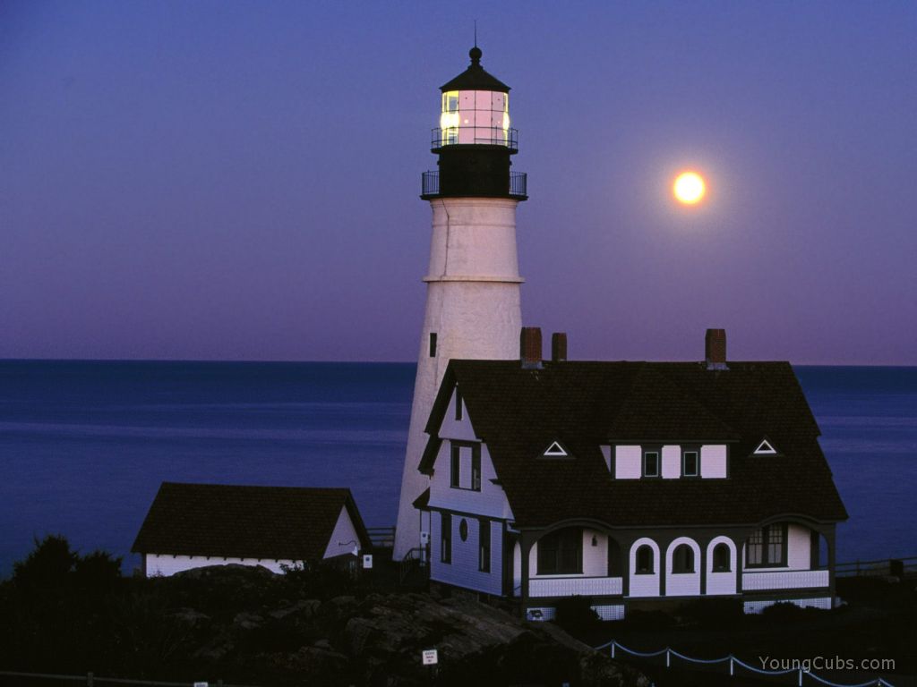 Moon Rise Over Portland Head Lighthouse, Portland, Maine